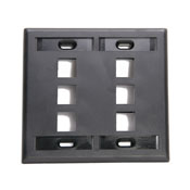 QuickPort Wallplate with ID window, dual gang, 6-port, black
