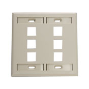QuickPort Wallplate with ID window, dual gang, 6-port, ivory