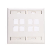 QuickPort Wallplate with ID window, dual gang, 8-port, white