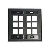 Quickport Wallplate with ID Window, Dual Gang, 12-Port, Black