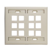 QuickPort Wallplate with ID window, dual gang, 12-port, ivory