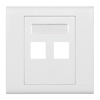 Excella Quickport Wallplate, with ID Window, 2-Port, White