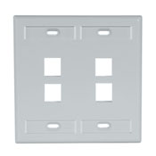 QuickPort Wallplate with ID window, dual gang, 4-port, grey