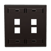 QuickPort Wallplate with ID window, dual gang, 4-port, black
