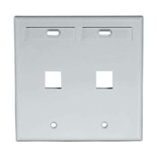 QuickPort Wallplate with ID window, dual gang, 2-port, grey