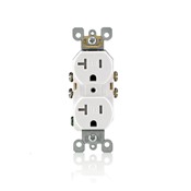 20 Amp 125 Volt, Duplex Receptacle, Straight Blade, Residential Grade, Self Grounding, White