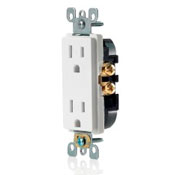 15 Amp NEMA 5-15R 2 Pole 3-Wire Tamper Resistant Decora Duplex Receptacle, Self Grounding, White