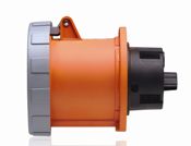 100 Amp, 125/250 Volt, IEC 309-1 & 309-2, 3P, 4W, Outlet North American Pin & Sleeve Receptacle, Industrial Grade, IP67, Watertight - Orange