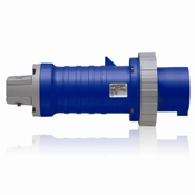 100 Amp, 250 Volt, IEC 309-1 & 309-2, 2P, 3W, North American-Rated Pin & Sleeve Plug, Industrial Grade, IP67, Watertight - Blue