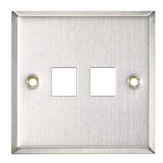 86mm x 86mm 2-Port Stainless Steel Wallplate