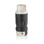 50 Amp, 250 Volt DC/600 Volt AC, Non-NEMA, 3P, 4W, Black & White Locking Connector, Industrial Grade, Grounding - Black-White