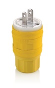 15 Amp, 125 Volt, NEMA 1-15, 2P, 2W, Plug, Straight Blade, Industrial Grade, Non-Grounding, Wetguard - YELLOW