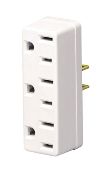 Leviton 698-W-15 Amp, 125 Volt, Grounding Triple Outlet Adapter, Water