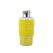 15A-125V/ 10A-250V, Plug, Locking Blade, Industrial Grade, Non-Grounding, Wetguard, Yellow
