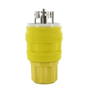 20 Amp, 250 Volt/ 10 Amp, 600 Volt, Plug, Locking Blade, Industrial Grade, Non-Grounding, Wetguard, Yellow