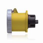 100 Amp, 125 Volt, IEC 309-1 & 309-2, 2P, 3W, Outlet North American Pin & Sleeve Receptacle, Industrial Grade, IP67, Watertight - Yellow
