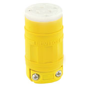 15 Amp, 125 Volt, Connector, Locking, Industrial Grade, Grounding, Dustguard, Yellow