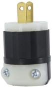 15-Amp, 125-Volt, NEMA 1-15P, 2P, 2W, Plug, Straight Blade, Industrial Grade, Non-Grounding, Black and White