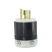 20 Amp, 347 Volt, NEMA L24-20P, 2P, 3W, Locking Plug, Industrial Grade, Grounding - Black-White