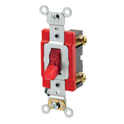 Product image for Leviton 1221-PLR 120 VAC 20 Amp 1-Pole 1 Hp Red Thermoplastic Self Grounding Illuminated Toggle Quiet Switch
