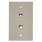 Standard Telephone Wall Jack, 6P4C x 6P4C, Screw Terminals, Light Almond