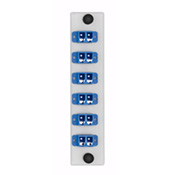 LGX 6-pk Plt w/LC Dplx Adptrs (blue),  Zirc Crm Slv, 12 Fibers, White