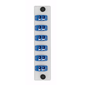 LGX 6-pk Plt w/LC Dplx Adptrs (blue), Zirc Crm Slv, 12 Fibers, White