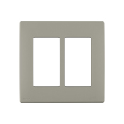 Leviton Renu Two-Gang Screwless Snap-On Wallplate Wood Smoke