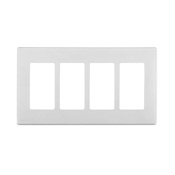 Leviton Renu Four-Gang Screwless Snap-On Wallplate White on White