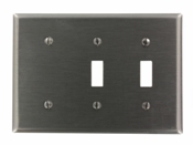 3-Gang 2-Toggle, 1-Blank Device Combination Wallplate, Strap Mount, Stainless Steel