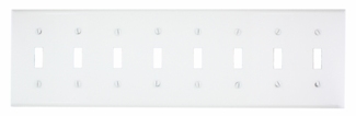 8-Gang Toggle Device Switch Wallplate, Painted Metal, Device Mount, White
