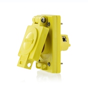 15 Amp, 125 Volt / 10A, 250V, Non-NEMA, 3P, 3W, Industrial Grade, Non-Grounding, Wetguard, Straight Blade Single Outlet, Yellow