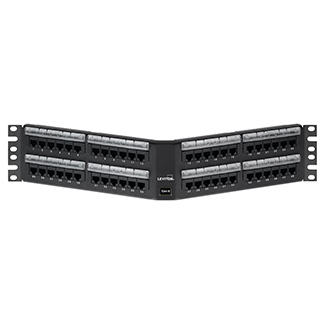 Cat 6 Angled 110-Style Patch Panel, 48-Port, 2RU, Magnifying Lens Holder