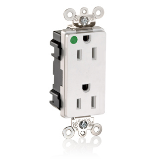 Decora Plus Modular Receptacle, Tamper Resistant,2-pole 3-wire,15a-125v Hospital Grade Industrial Spec Grade Nema 5-15r-White