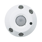 Indoor, Line Voltage, Low Profile, 2 Zone, Ceiling Mount, M/T, 2000 sq ft, Room Controller with multi-tech occupancy sensor, (2) 0-10V DC Sinking Control Signal, for dimming ballast or LED Driver, 2 Relay, 120-277V AC.