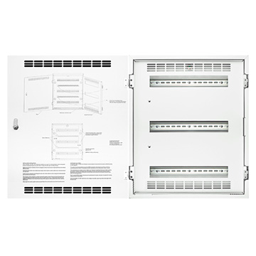 Din Rail Rack Mount Enclosure, (3) 15IN, 38CM Rails. Cabinet Dimensions 21IN, 54CM X25IN, 64CMX 4IN, 10cm. ETL, CETL, CE, & RCM Listed. Configured Solutions Are Available With Pre-installed Equipment, Contact