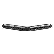 Cat 6 Angled 110-Style Patch Panel, 24-Port, 1RU, Magnifying Lens Holder