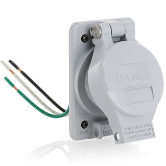 15 Amp, 277 Volt, NEMA L7-15R, 2P, 3W, Receptacle, Locking, Industrial Grade, Grounding, Rhino-Hide - GRAY