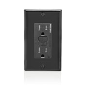 15 Amp, 125 Volt Dual Function AFCI/GFCI Receptacle, 20 Amp Feed-Through, Tamper-Resistant, Monochromatic, back and side wired, nylon wallplate/faceplate, screws and self-grounding clip included – Black