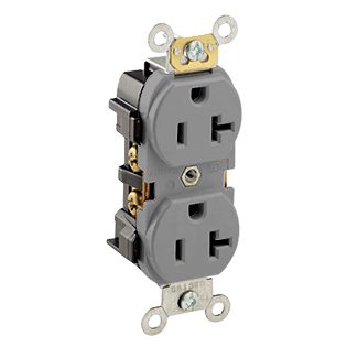 Product image for Leviton 5352-GY 20 Amp 125 Volt NEMA 5-20R 2-Pole 3-Wire Heavy Duty Specification Grade Duplex Receptacle Grey
