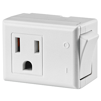 15 Amp, 125 V AC 3-Wire Grounded Switch Tap with ON/OFF Button - WHITE