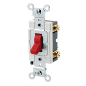 20-Amp, 120/277-Volt, Toggle Single-Pole AC Quiet Switch, Heavy Duty Spec Grade, Grounding, Red