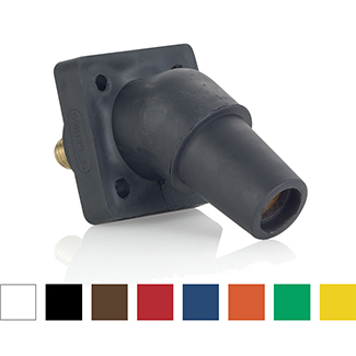 16 Series Female Panel Receptacle, Cam-Type, 45- Degree, Threaded Stud, Taper Nose, Cable Range- #2 to 4/0 AWG, 400 Amps-Blue