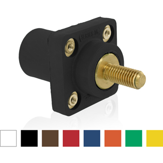 16 Series Male Panel Receptacle, Cam-Type, 90-Degree, Threaded Stud Length- 1.125