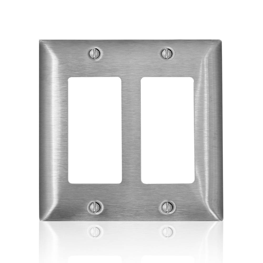 2-Gang C-Series 2 Decora/Decora Plus/GFCI Wallplate, Standard Size, 430 Stainless Steel