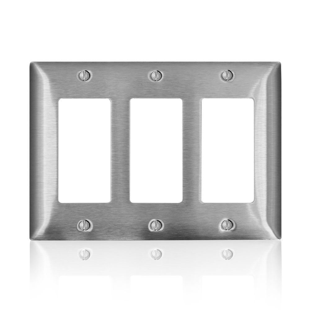 3-Gang C-Series 3 Decora/Decora Plus/GFCI Wallplate, Standard Size, 302/304 Stainless Steel