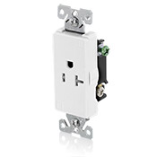Tamper-Resistant Decora Single Receptacle. 2-Pole 3-Wire. 20A-125V.  Nema 5-20R. Back And Side Wire -White