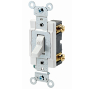 20-Amp, 120/277-Volt, Toggle Single-Pole AC Quiet Switch, Heavy Duty Spec Grade, Grounding, White