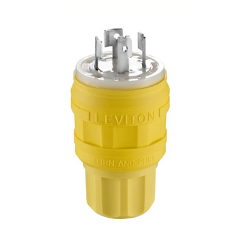 30 Amp, 120/208 Volt 3-Phase, Locking Plug, Industrial Grade, Non-Grounding, Wetguard, Yellow