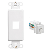 1-Port Decora Insert With Kitted Cat 5e Home Connector, White